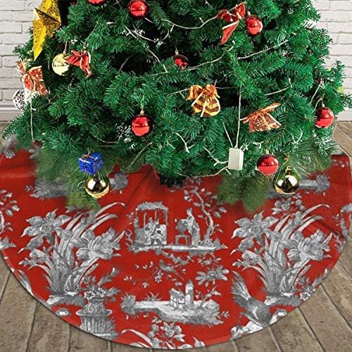 Lveshop Toile Chinoiserie טורקיה אדומה עץ חג המולד חצאית יוקרה עגול מקורה מחצלת חיצונית כפרי חג המולד עץ עץ קישוט