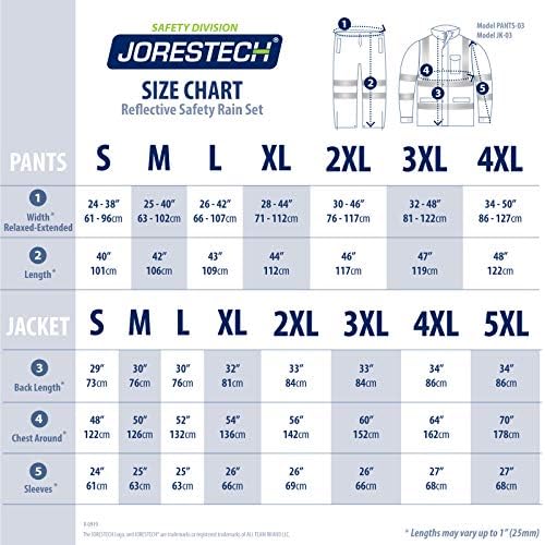 Jorestech משקל קל משקל עמיד למים מעיל ומכנסיים קבעו נראות גבוהה ANSI/ISEA 107-2015 Class 3 ברמה 2