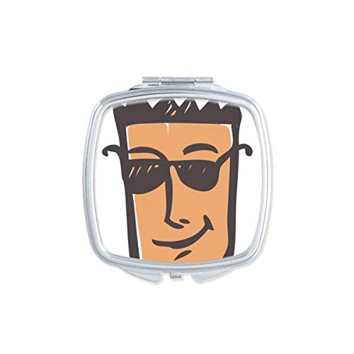 משקפי שמש פנים סקיצה קריקטורה מראה נייד קומפקטי כיס איפור דו צדדי זכוכית
