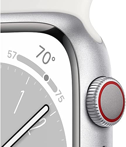 Apple Watch Series 8 - מארז אלומיניום כסף עם פס ספורט לבן, s/m