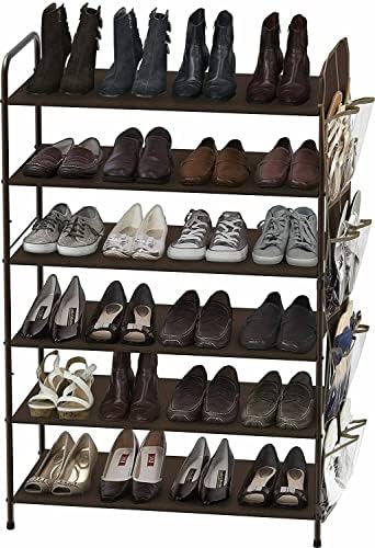 Customdr 6-שכבות נעליים מארגן אחסון 34-זוגות עם תיק תליה צדדי, מארגן נעליים נעליים מארגן נעליים מארגן נעליים מארגן נעליים מארגן נעליים מארגן מתלה נעליים מארגן נעליים