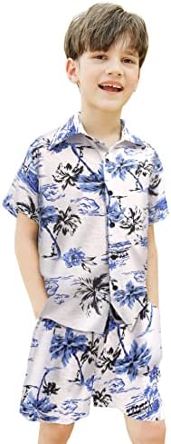 קואופנדי הגברים ההוואי ההוואי סט קיץ ביץ 'חוף 2 תלבושות חולצות פרחים ומכנסיים קצרים