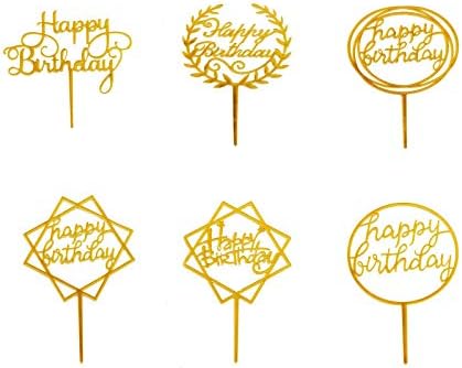 6 זהב מגוון אקריליק יום הולדת שמח עוגת טופר מסיבת אירועים בית אביזרי קישוטי ספקי