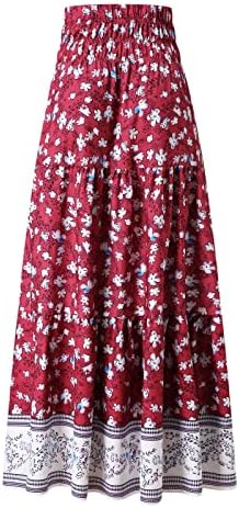 חצאיות הדפסת פרחים נשים מותניים גבוהות שמלה זורמת זורמת קיץ חצאית קמטים מזדמנת