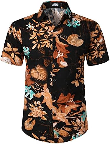 ג ' וגל גברים של פרח מזדמן כפתור למטה קצר שרוול הוואי חולצה