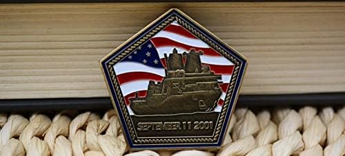 ארצות הברית נושאת המטוסים USS USS ארלינגטון מזכרות ברונזה מצופה מטבע מחומש זכור תמיד 9.11 מטבע זיכרון