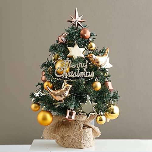 Fifor חג שמח עץ מיני, 23.6 /60 סמ שולחן חג המולד עץ חג המולד, עם אורות מיתר LED וקישוטים, מושלם לקישוט חג מקורה וחיצוני