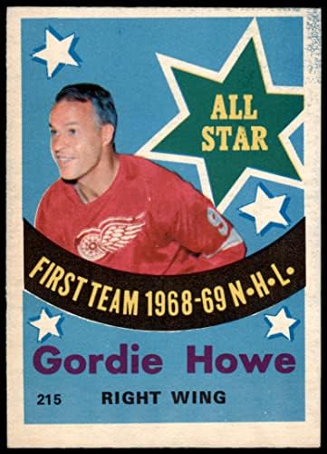 1969 O-PEE-CHEE 215 All-Star Gordie Howe Detroit Wings Red Ex/MT כנפיים אדומות