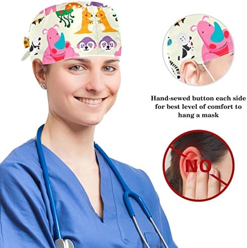 כובעים רפואיים של Muooum כובע עבודה מתכוונן עם כפתורים ושיער קשת כוכבי מים מצמצמים
