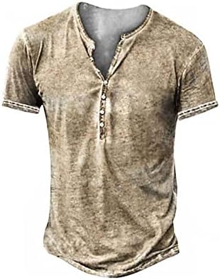 חולצות הנלי במצוקה של הנלי רטרו קצרות/שרוול ארוך חולצות טריקו כפתור מזדמן למטה חולצות שטוף לגברים