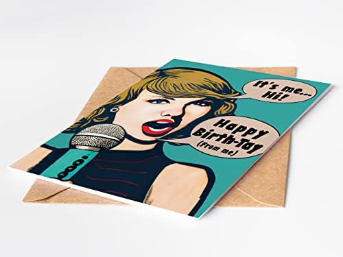 קייטי דודל כרטיס יום הולדת מצחיק-טיילור פופ-ארט סגנון-נהדר מתוק 16, 13, 18, 21, 30, 40 יום הולדת מתנות לנשים בנות אותה גברים בנים-כולל 5 על 7 כרטיס יום הולדת