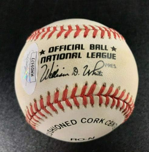 האנק אהרון ווילי מייס חתמו על חתימה על חתימה על ליגה אמריקאית בייסבול JSA Loa - כדורי בייסבול חתימה