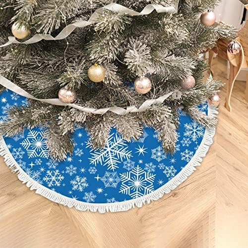 חצאית עץ חג המולד גדולה מופשטת פתיתי שלג חורפית 48 אינץ 'חצאית עץ מחצלת מסיבת חג חווה מחצלות עץ לעיצוב הבית מקורה חיצוני