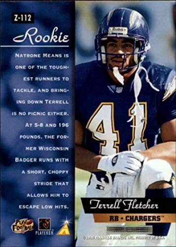 1996 Pinnacle Zenith Z-112 Terrell Fletcher NM-MT SAN DIEGO CHARGERS כדורגל