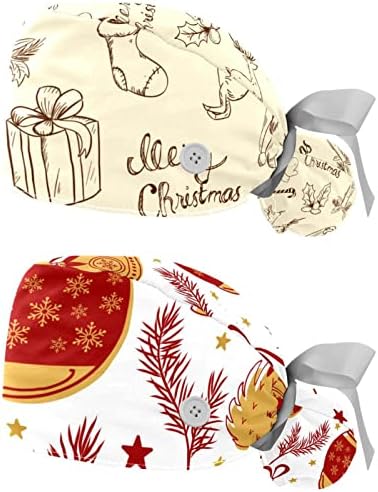 2 חתיכות רטרו עליז חג המולד סנטה קלאוס עץ שלג עץ מתנה ארנב ארנב כובע קרצוף חורפי עם כפתורים ועניבת סרט לנשים