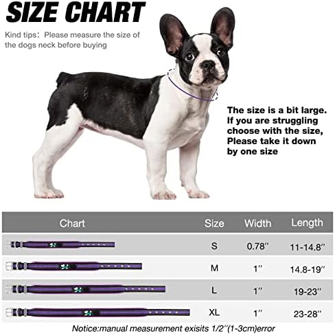 צווארון כלבים כבד של Dahaiwua, צווארון כלבים רפלקטיבי מרופד במיוחד עם חומרת נירוסטה מתכווננת לגזעים קטנים/בינוניים/גדולים/x-גדולים
