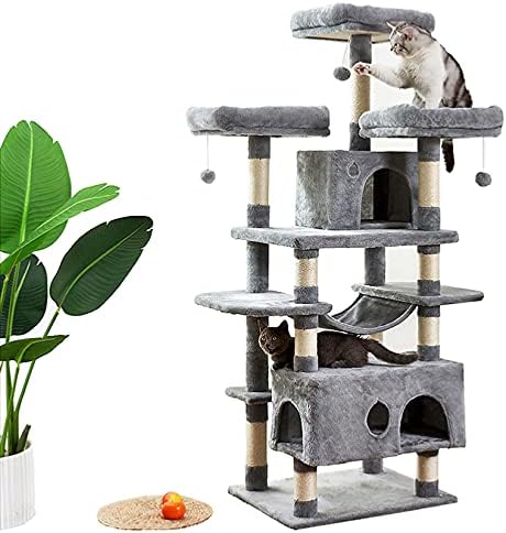 חתול מגדל, 67 סנטימטרים רב-רמת חתול עץ, חתול עץ חתול מגדל עם סיסל-מכוסה מגרד הודעות, מרופד פלטפורמה, ערסל ודירה, עבור מקורה פעילות מרגיע