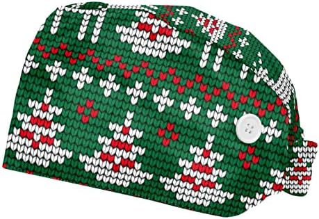 חג המולד אלמנט עבודה כובע עם כפתורים וסרט זיעת מתכוונן עניבה חזרה נפוחה כובעי נשים גברים
