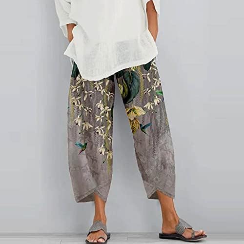 מכנסי קפרי הדפס פרחוני של Qtocio מכנסיים יוגה רגל רחבה מכנסיים פלאצו מכנסיים מקיץ לבוש מזדמן מכנסיים יבול מכנסיים קצוצים