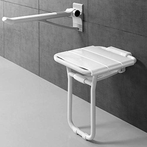 שרפרף פשוט גנרי, שרפרפי מקלחת קיר מתקפלים וקיר כיסא רכוב מקלחת מתקפלת ספסל אמבטיה ספסל החלפת נעליים לרגליים קשישות/נכות נגד החלקה במקסימום לבן. 200 קג