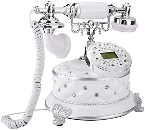 Myingbin לבן טלפון עתיק לבן עם קווי טלפון עם זיהוי מתקשר לוח השנה האלקטרוני לתצוגה רטרו ללימוד בית משרדי