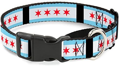 אבזם דגלים של שיקגו/צווארון כלבים מרטינגייל, שחור, 1.5 מתאים לרווחה 16-23 צוואר-מדיום