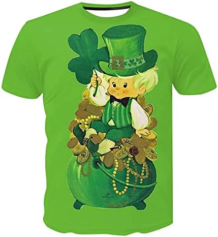 PDFBR St. Patrick's Day's חולצות גברים אדמה שרוול קצר שרוול ירוק גרפי גרפי צמרות גמדים מצחיקים שריר הדפסה כושר חולצת טשט