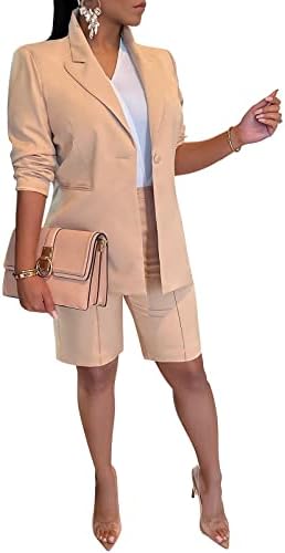 מכנסיים קצרים של Famnbro Blazer מוגדרים לנשים 2023 תלבושות שני חלקות כפתור אחד מעיל וחליפות קצרות של ברמודה