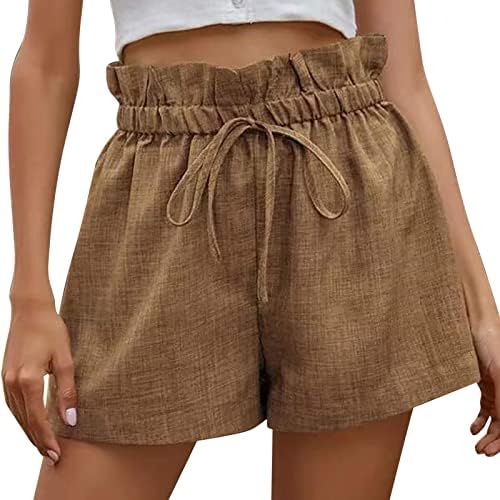 המותניים המותניים בקיץ מכנסיים קצרים כותנה מותניים כותנה נשים מזדנות מכנסיים קצרים אלסטיים ומוצקים לנשים