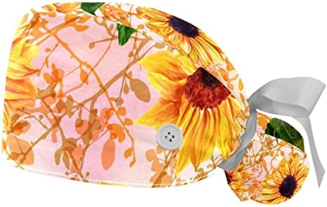כובע עבודה אקזוטי של פרחים אקזוטיים של מרסוב עם כפתור ורצועת זיעה, 2 חבילות ניתוח ניתוחי הניתן לשימוש חוזר כובעי קוקו מחזיק קוקו