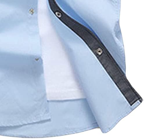 DGKAXIYAHM חולצה רחבה של גברים אור ארוך שרוול ארוך חולצות רזה חולצות בסיסיות כפתור בצבע אחיד כפתור שמלה למטה חולצה