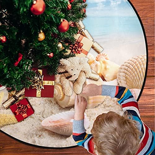 Visesunny Starfish Shell מחצלת עץ חג המולד לקישוטים למסיבות חג חווה בית עץ גדול מחצלות כיסוי לחג המולד של ליל כל הקדושים קישוטי חג ההודיה של שטיח שטיח מתנה מתנה