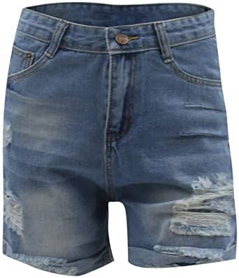 נשים מנותקות מכנסי ג'ינס קצרים במצוקה ז'אן בכיס קצר חמוד אמצע עלייה קרעה מכנסיים קצרים חמים נוח נוח