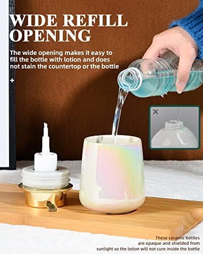 מתקן סבון קצף של Bosilunlife - 12 Oz Ceramic Ceramic Seapenser למתקן סבון יד נוזלי למילוי חדר אמבטיה מתקן סבון ידיים עם זיגוג פנינה
