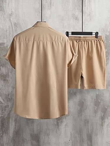תלבושות 2 חלקים של Gorglitter גברים עם שרוול קצר כפתור כיס מטה ומכנסיים קצרים מגרש