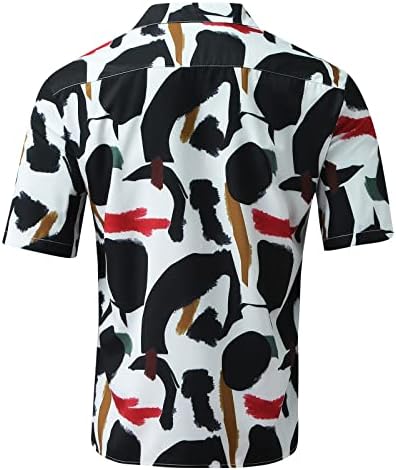 חולצות הוואי UBST לגברים חדשים בקיץ חדש כפתור שרוול קצר למטה צמרות פנאי מצחיק הדפס גרפי דק חולצת חוף כושר