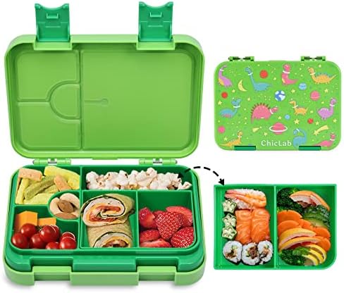 קופסת אוכל בנטו צ ' יקלאב לילדים-קופסת אוכל לילדים בנטו אטומה לדליפות 6 תאים-אידיאלית לגילאי 3 עד 7 ילדים, ללא ציפוי, בטוח למדיח כלים