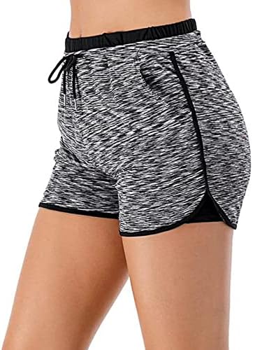 אימון נשים מפעיל מכנסיים קצרים שכבה כפולה זיעה יוגה מכנסי כושר קצרים