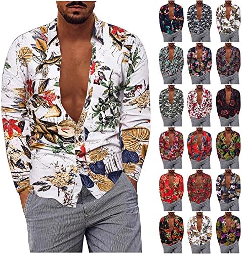 חולצות פשתן כותנה לגברים XXBR חולצות פלוס גודל, כפתור שרוול ארוך במורד חולצת הוואי חולצה וינטג