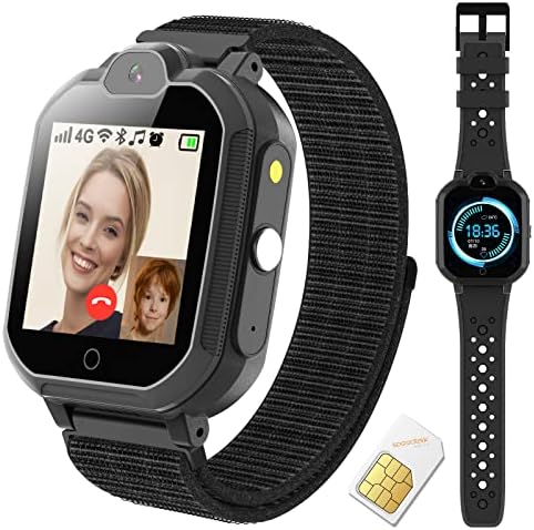 וולגה 4G ילדים חכם שעון לבנים בנות, שעון חכם לילדים עם גשש GPS כרטיס סים wifi קול וידאו שיחת מד צעדים מצלמת SOS שעון מעורר מסך מגע, שעון חכם לילדים בגילאי 4-15 מתנות
