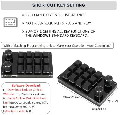 קוידאמוס 12 מפתח נומפד מכני מיני מקלדת משחקים מכניים, ידית מקלדת מאקרו עם פונקציית ידית וסוג ממשק ג ' אל יו אס בי מיני אחד ביד אחת לחץ על התחל עבור מערכת ההפעלה לינוקס
