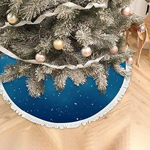 Xollar 48 אינץ 'גדול חצאית חג המולד חצאית חצאית כחולה, קישוטי עץ חג המולד לחופשת מסיבת חורף שנה חדשה עם גדילים