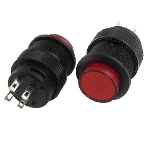 UXCELL A11123000UX0391 5 x 4 סיכה נורית LED אדומה SPST ללא מתג לחיצה על נעילה עצמית עגולה, 3V