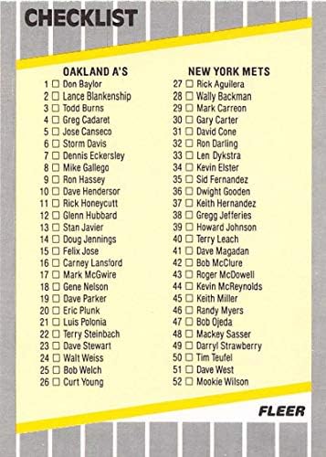 1989 Fleer 654 רשימת בדיקה אוקלנד/Mets Dodgers/Red Sox NM-MT Oakland Athletic