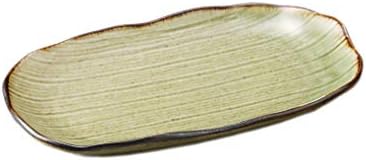 美濃 焼 אפר חלודה סגלגל מזוגג צלחת ארוכה, 22.5 × 13 × 2.5