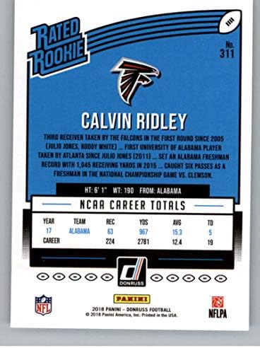 2018 דונרוס כדורגל 311 קלווין רידלי RC טירון כרטיס אטלנטה פלקונים מדורג בכרטיס המסחר הרשמי של טירון NFL