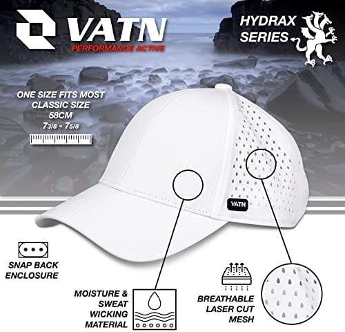 Vatn Hydrax, ביצועים מעוקלים שולי סנאפבק, כובע בייסבול עמיד במים לגברים ונשים - עבודה, גולף, חדר כושר, טיול, גלישה