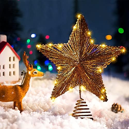 כוכב טופר עץ חג המולד של Nuobesty, טופר כוכב מתכת נוצץ טופר עץ חג המולד מואר- כוכב עליון