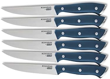צרור דאש של זאקריאן 7 שף סכין עם נדן + 6 חתיכה סטייק סכין סט-כחול