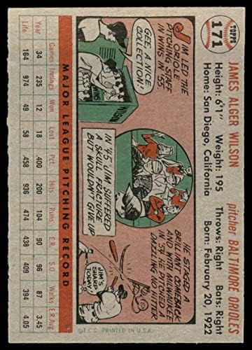 1956 Topps 171 GRY JIMMY WILSON BALTIMORE ORIOLE
